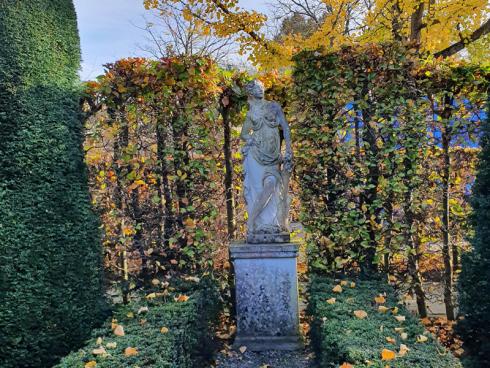 Foto: BGL. - Strahlend gelb zeigen sich im Herbst die fächerförmigen Blätter des Ginkgo biloba. Platziert man ihn im hinteren Gartenbereich, rückt dieser optisch etwas nach vorn.